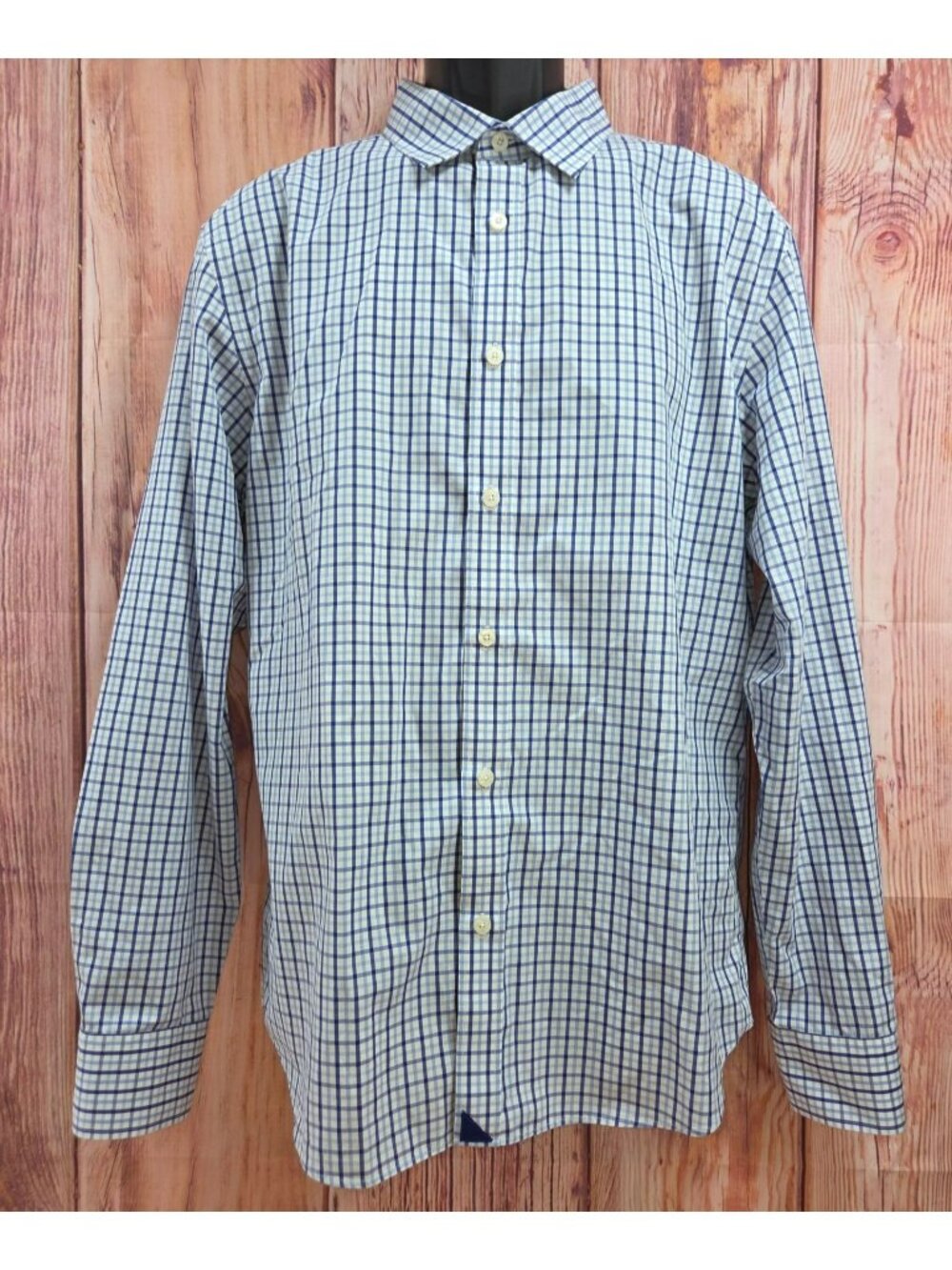 Untuckit Mens Blue Check Slim Fit Wrinkle-Free Shirt XL